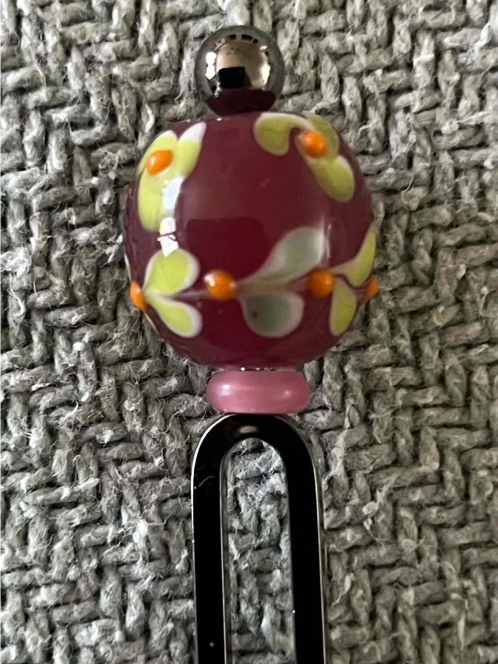 Handmade Japanese Kanzashi Glass Bead Hair Pin - Purchased in Aomori, Japan